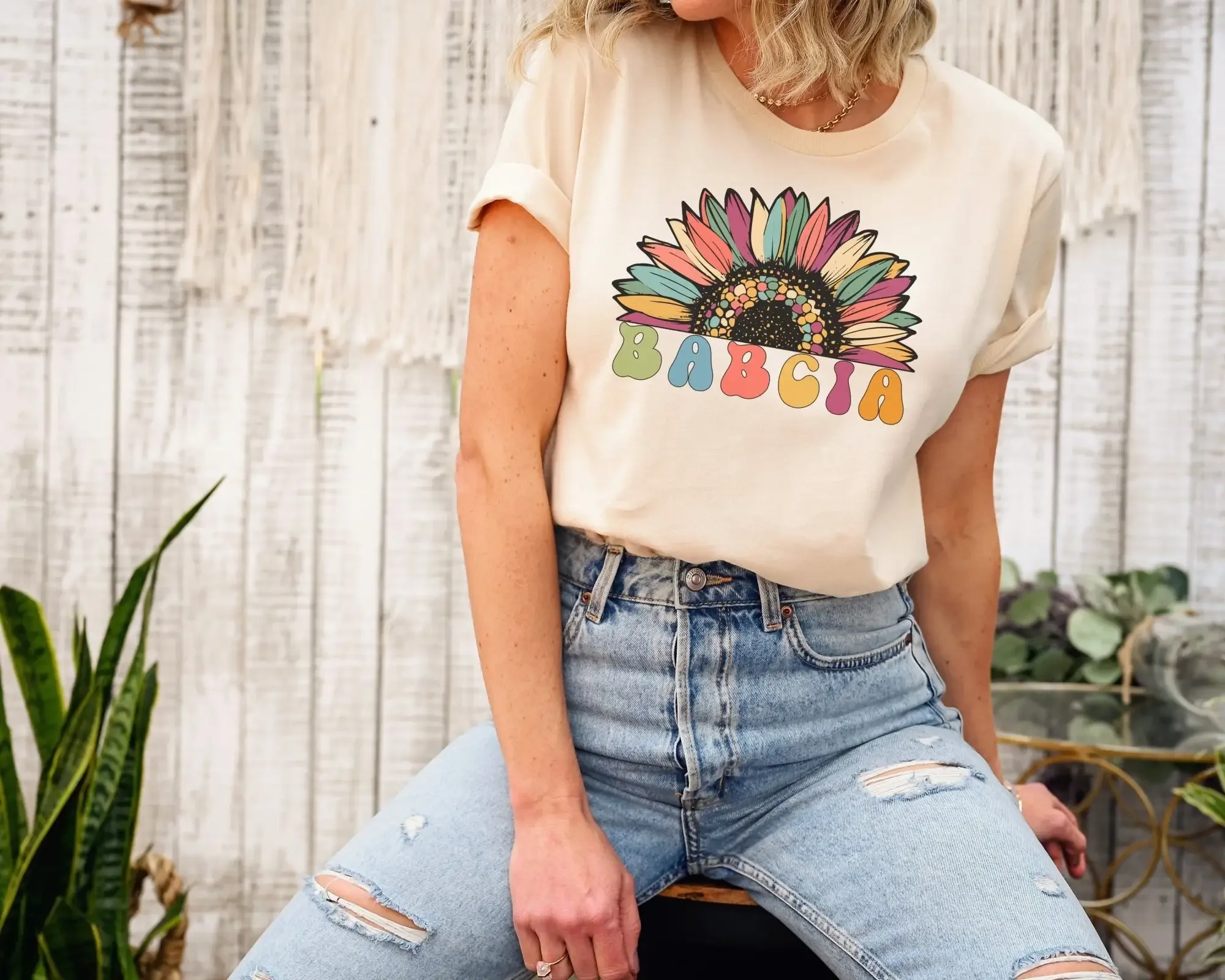 Babcia T Shirt Sunflower Retro Groovy Polish Grandma Mother s Day Polska Christmas Birthday