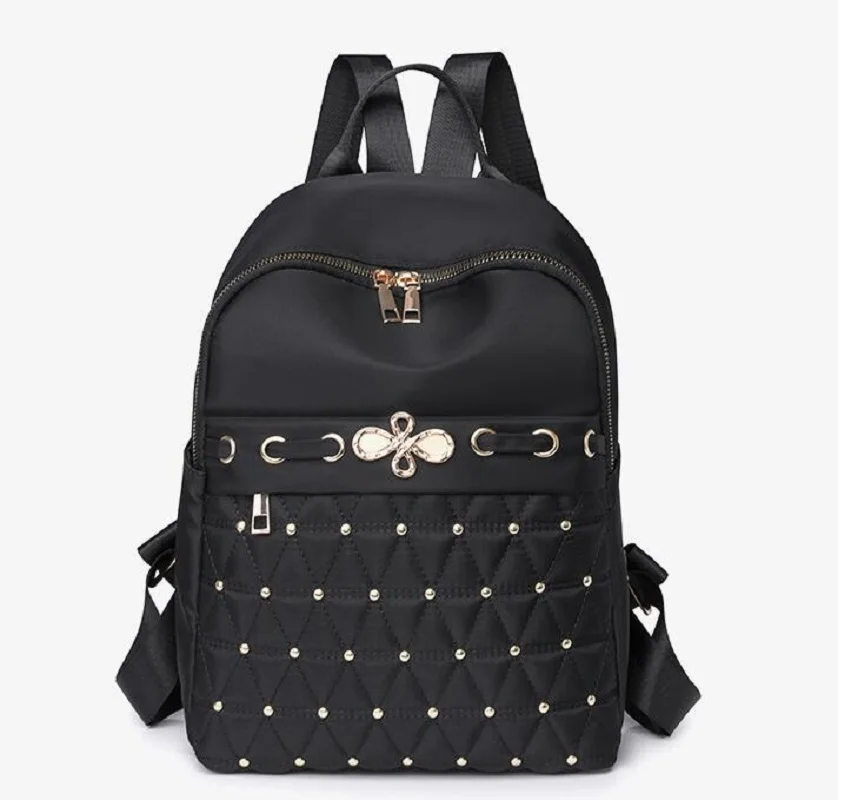 Hot Sale Fashion Waterproof Nylon Backpacks Women's Casual Large Capacity Travel Shoulder Bags School Bag Rivet Backpack