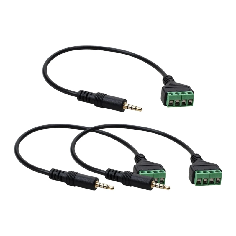 R53C No Solder Required 3.5mm TRRS Jacks to 4 Pin Terminals Block Sound Adapters 12inch