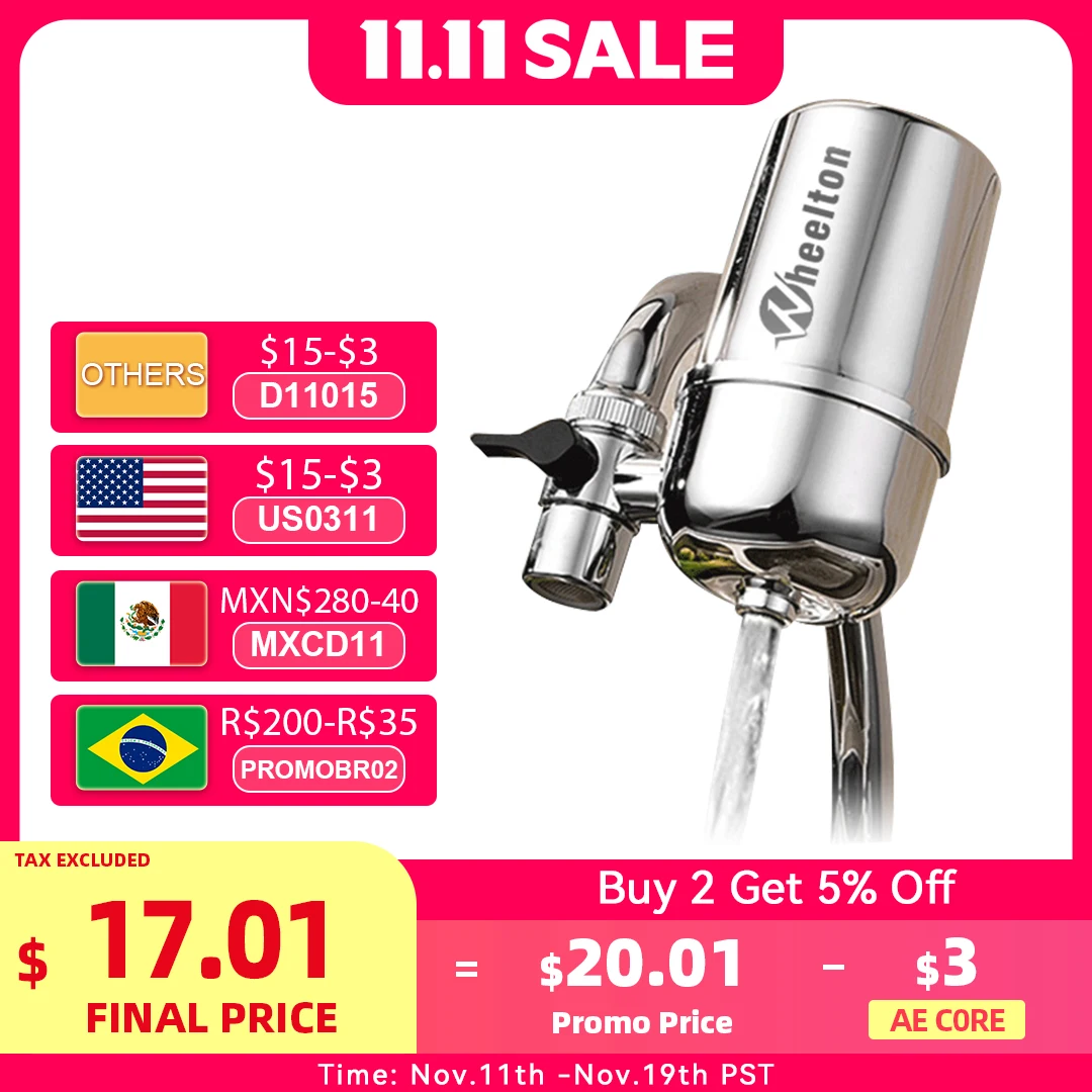 Torneira à prova de respingos, purificador de água, filtro para cozinha, filtro doméstico, alta densidade, remoção de cloro, metais pesados ﻿