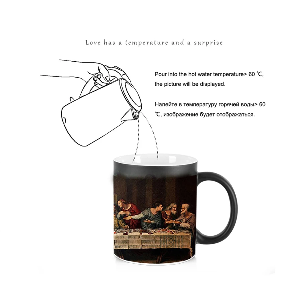 Last Supper Heat-sensitive Mug BSKT-160 Sublimation Blanks Personalized Gifts Discoloration Mugs Coffee Cups Color Change Mugs