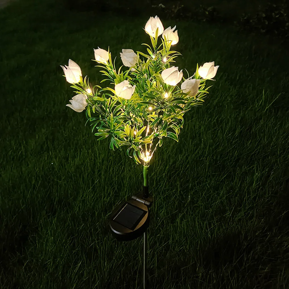 1pc Solar Garden Light 42LED Artificial Tree Flower Gardenia Outdoor Waterproof Landscape Pathway Backyard Lawn Solar Lamp