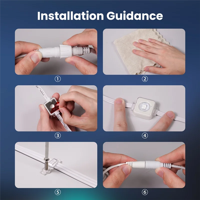 ABBN-Tuya Wifi Smart Eaves cadena de luz LED al aire libre IP67 impermeable RGB Color RF Control remoto para Alexa Google Home