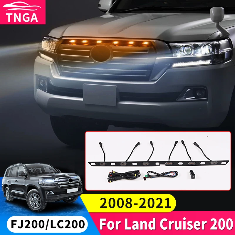 For 2008-2021 Toyota Land Cruiser 200 LC200 Middle Grid Grille Decorative Lights Width Lamp Modification Accessories 2020 2019