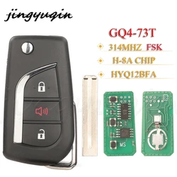 Jingyuqin GQ4-73T HYQ12BFA 3BTN Flip pilot z kluczykiem samochodowym 314MHZ FSK H (8A) Chip do Toyota RAV4 Camry Corolla 2015 - 2021