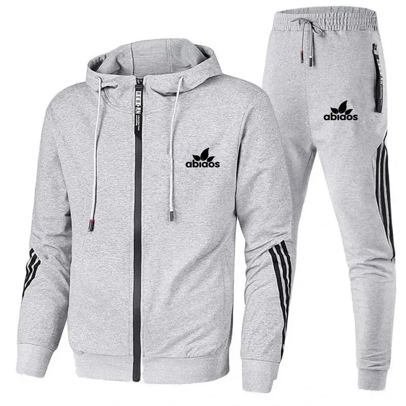 سترة بسحاب خارجي للربيع/الخريف + مجموعة الركض السراويل الرياضية؛ مجموعة كاجوال لكرة السلة واللياقة البدنية مكونة من قطعتين؛ عصرية راقية