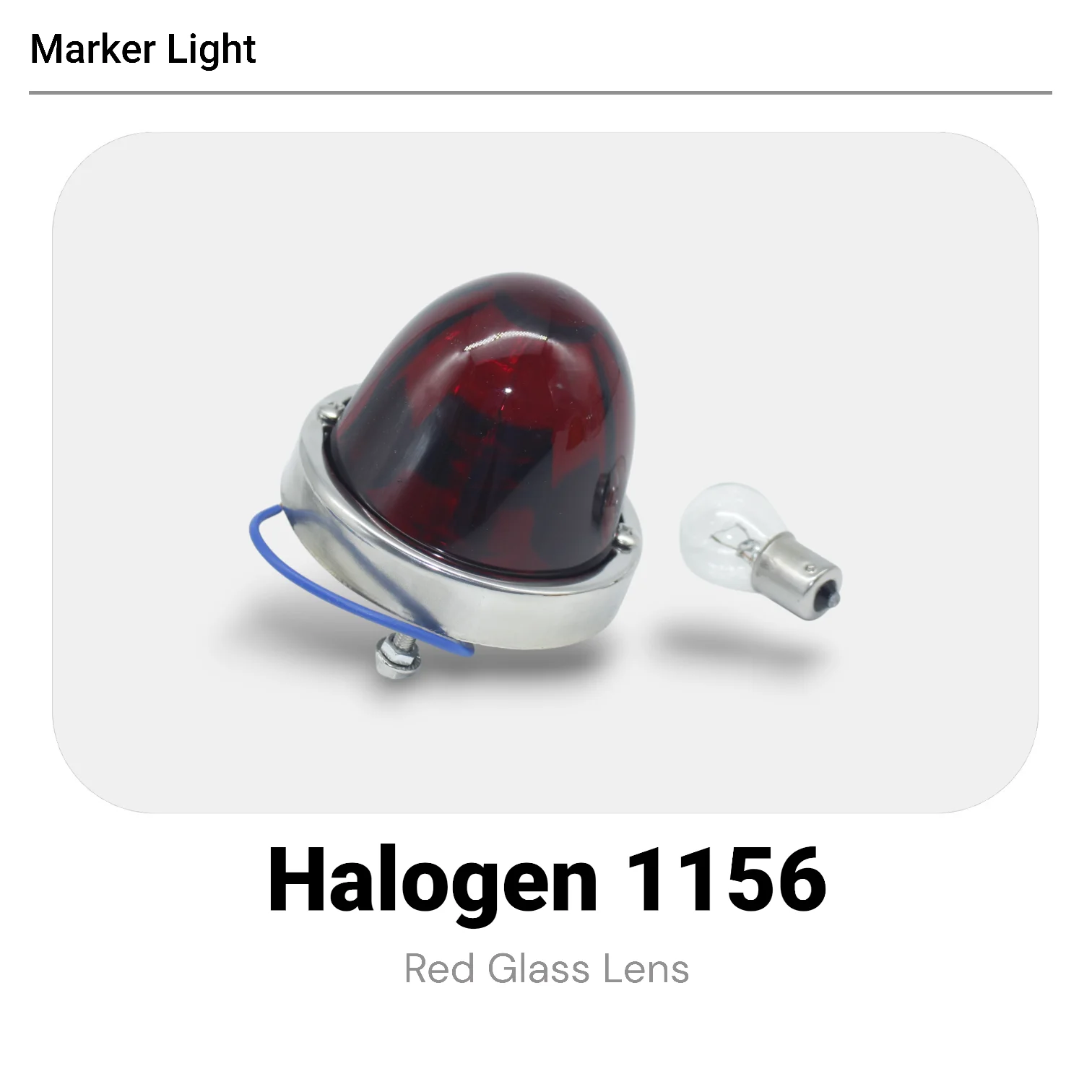 24V 88mm Red Glass Side Light Stainless Steel 1156 Bulb For Truck Pickup Off Road