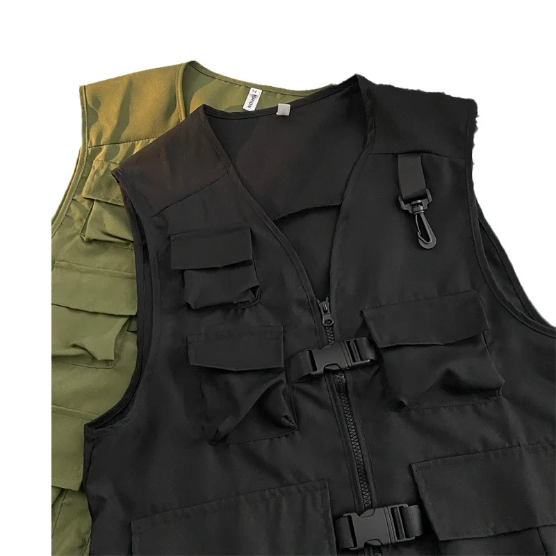 Men's Vest, Workwear, Large Pocket, Woven Strap, Sleeveless Vest, Multiple Pockets, Outdoor Sports Vest