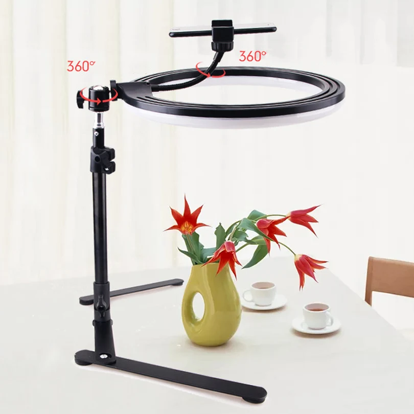 26CM Selfie Ring Light Top Shot Fill Light Tripod,Photography Led Ring Lamp Ringlight for Video Recording Live Broadcast