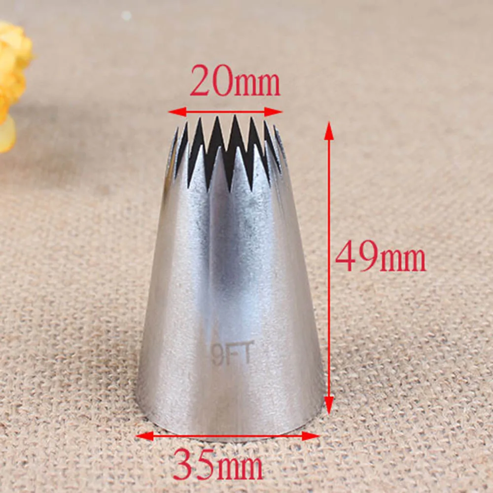 #9FT Large Icing Piping Nozzles Pastry Tips Stainless Steel Cookies Cake Nozzle Decorating Tool Tip Cream Fondant Pastry Nozzles