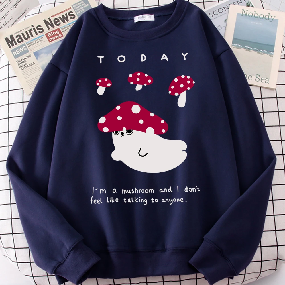 

Today Creative Mushrooms Print Sweatshirt Women Crewneck Hip Hop Clothes Loose Casual Pullovers Autumn Fleece Streetwear