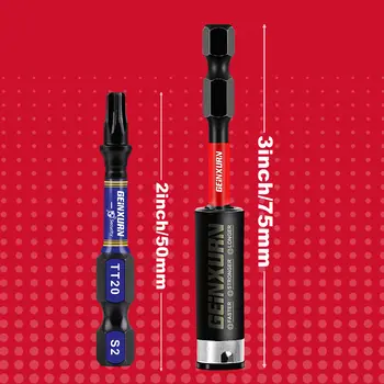 Geinxurn 2 吋衝擊式強力磁性電動螺絲起子頭套裝,安全 Torx 頭電動螺絲起子頭,S2 合金鋼星形 TT20 螺絲起子頭套裝 8 最佳銷售 20號星形螺絲 - №6