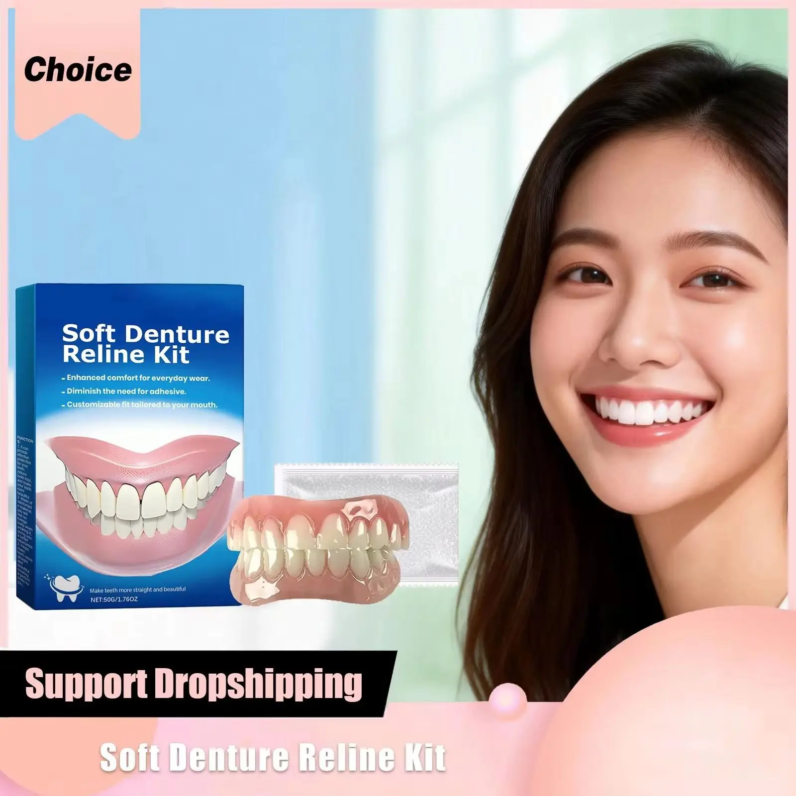 

Soft Denture Reline Kit Improve Miss Broken Tooth Restore Confident Smile Comfortable Fit Temporary Upper and Lower Matching Set
