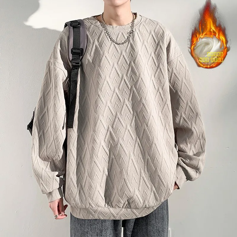 

Silver Fur Lined Oversized Hoodie Men's Winter Warm Loose Fit Sweatirt American Retro Sle Heavyweight Jaet