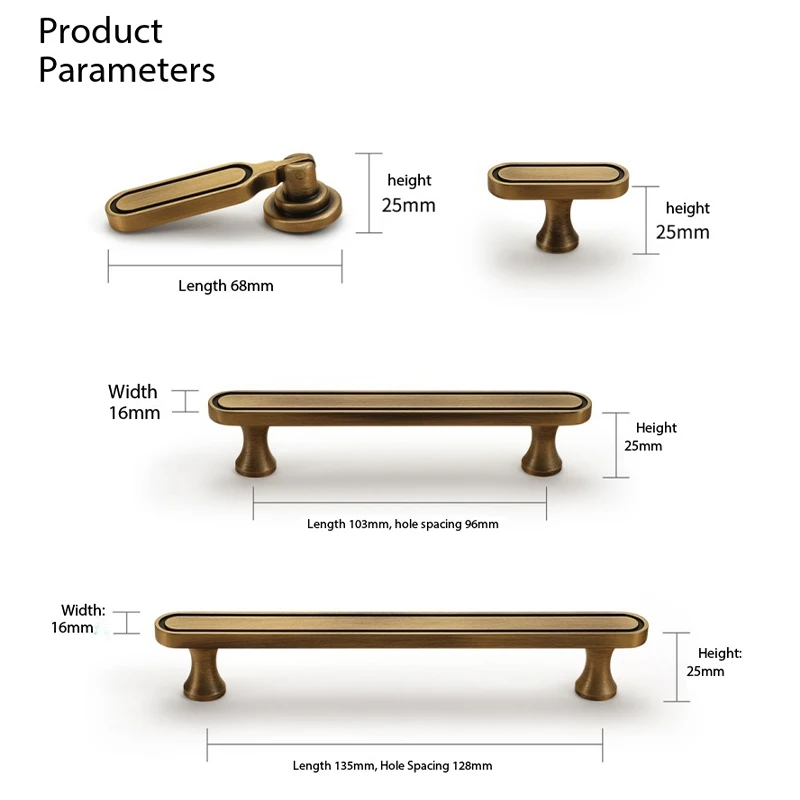 Mid-Century Modern Brass Cabinet Handles Solid Copper Knobs Minimalist Design for TV Wine Shoe Cabinet Coffee Table