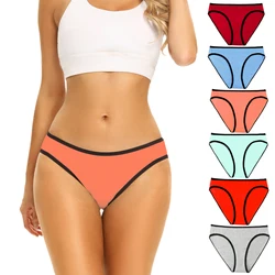 Molasus 6PCS Women High Cut Bikini Panties Breathable & Healthy Cotton Underwear Ladies No Ride Up Underpants Large Size