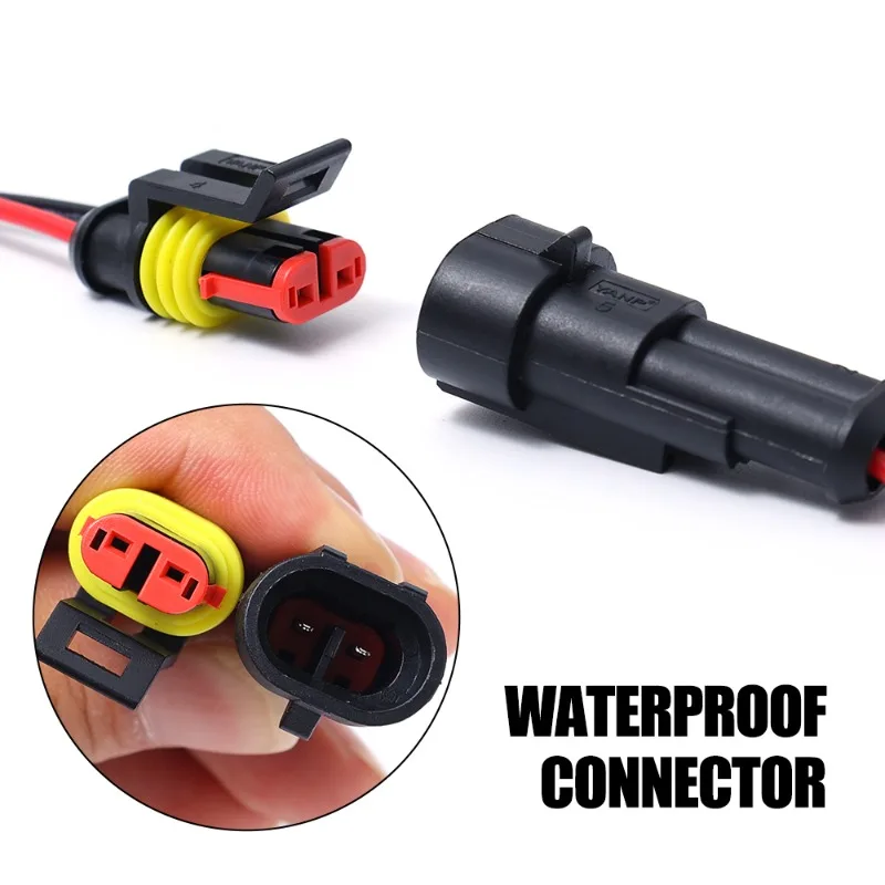 1-10 Pairs AMP 1.5 Series Waterproof Electrical Connector 2 Pin Male Female Jack Plug with 15CM 18AWG Wire for Auto Marine Truck