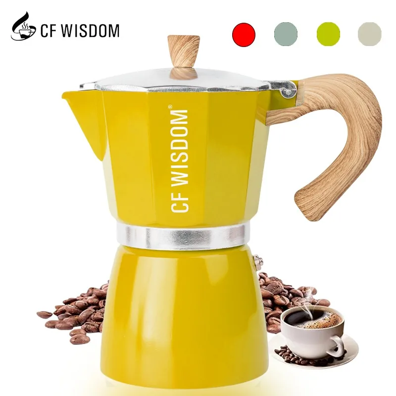 CF WISDOM 300ml Single Valve Moka Coffee Pot Italian Espresso Maker Durable Aluminum Alloy Body Moka Pot Ideal for Coffee Lovers
