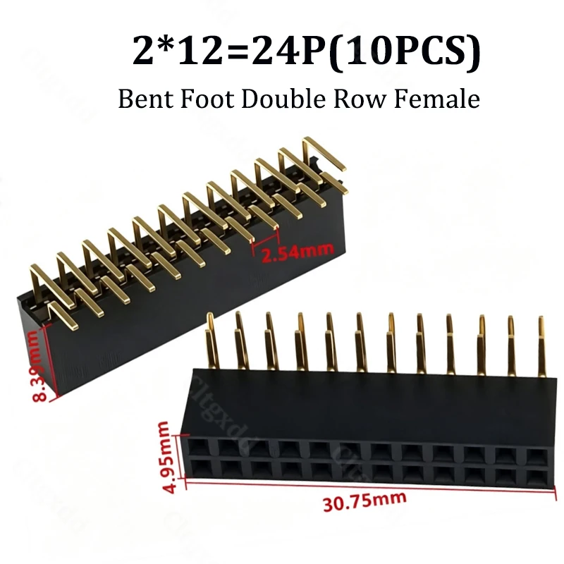 10 Stück 90-Grad-Winkelstecker, zweireihig, Buchsenleiste, 2,54 mm Rastermaß, PCB-Buchsenstecker, 2×3, 2×4, 2×5, 2×6, 2×7, 2×8, 2×20, 2×40 Pins – Detail 21