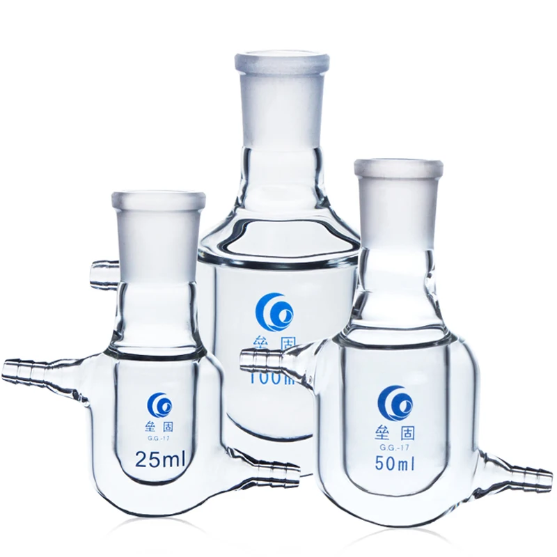 24# Neck Glass Jacketed Beaker Reactor Vessel Tank Round Bottom Reaction Flask Beaker Double Layer Refilling Bottle