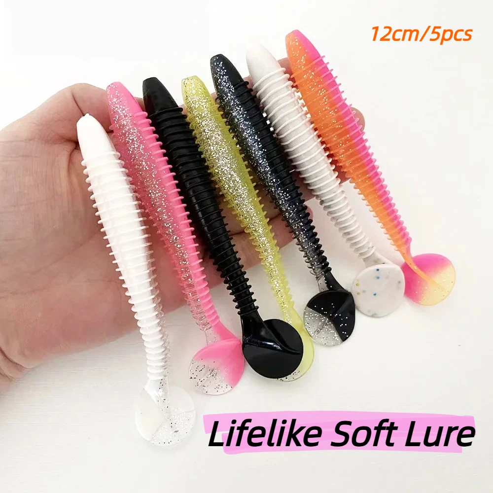 5pcs-isca-macia-com-cauda-em-t-rosqueada-de-12cm--cauda-helicoidal-para-vibracao-e-pesca-em-todos-os-niveis-de-Agua--opcoes-multicoloridas