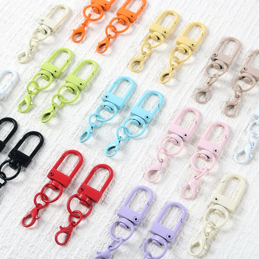 

1pcs 13×50m Alloy Rotatable Keychain Baking Paint Color U-Shaped Small Door Buckle Ring Suitable for Jewelry Making