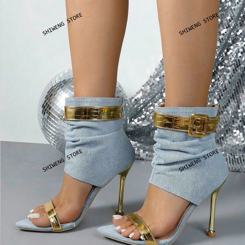 

2026 Women sexy high heels Sandals summer fashion Ankle Jeans Peep Toe women's Belt Sandals Slides dress party shoes 44
