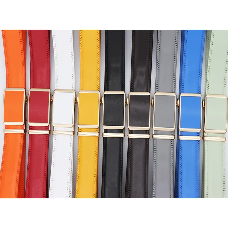 Men Automatic Buckle Belts Genuine Leather Belts for Business Men Luxury Black Strap Waistband New Fashion Brand Designer