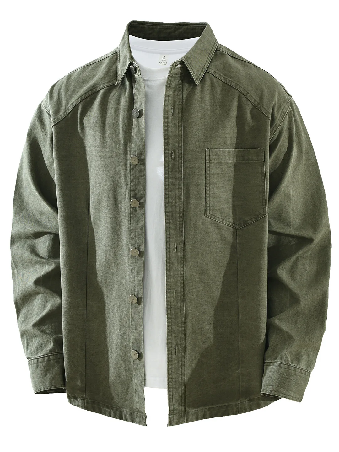 

Japanese Sle Long Sve Cotton irt Men's Casual Loose Fit Collared Outerwear Faionable Versatile Artistic Leisurely