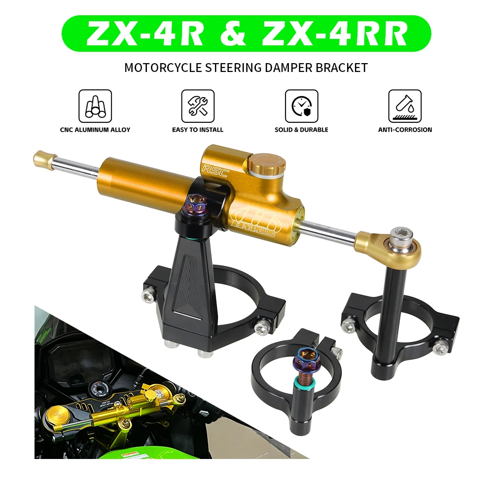 

Motorcycle CNC Stabilizer Damper Complete Steering Mounting Bracket For KAWASAKI ZX4R zx4rr NIANJA 4RR /SE ZX-4R RR 2023 zx-25r