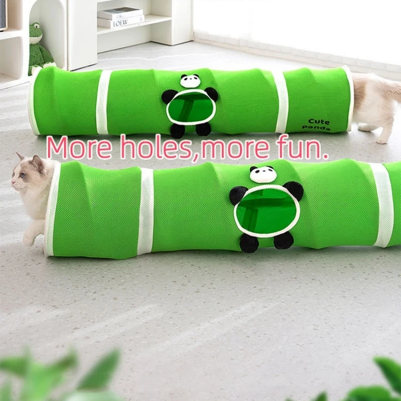 Cat Toys Breathable Straight Tunnel for Kittens Green Nest Passage with Balls Dolls for Cat  Foldable Sleeping Bag Cat Supplies