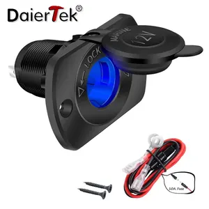 DaierTek 12V سيارة ولاعة السجائر المقبس Femaile 12 فولت استبدال مقبس الطاقة مع أزرق LED مقاوم للماء للقارب البحري أعلى 8 مبيعات ولاعة مثيرة - رقم 5