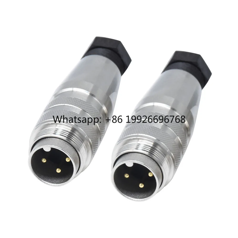 M16-C091 Industrial 3Pin PA66 Connector AISG Base Station Circular Plug IP67 Waterproof EMI Shielding DIN Solder Male