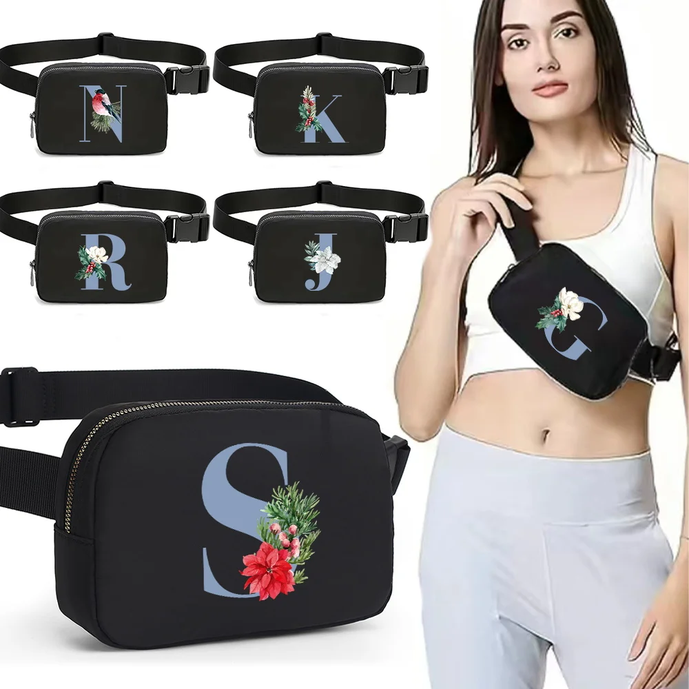 Hüfttasche Damen Hüfttaschen Reißverschluss Fanny Pack Brusttasche Sport Umhängetasche Lässige Geldtasche Blaue Buchstabendruckserie