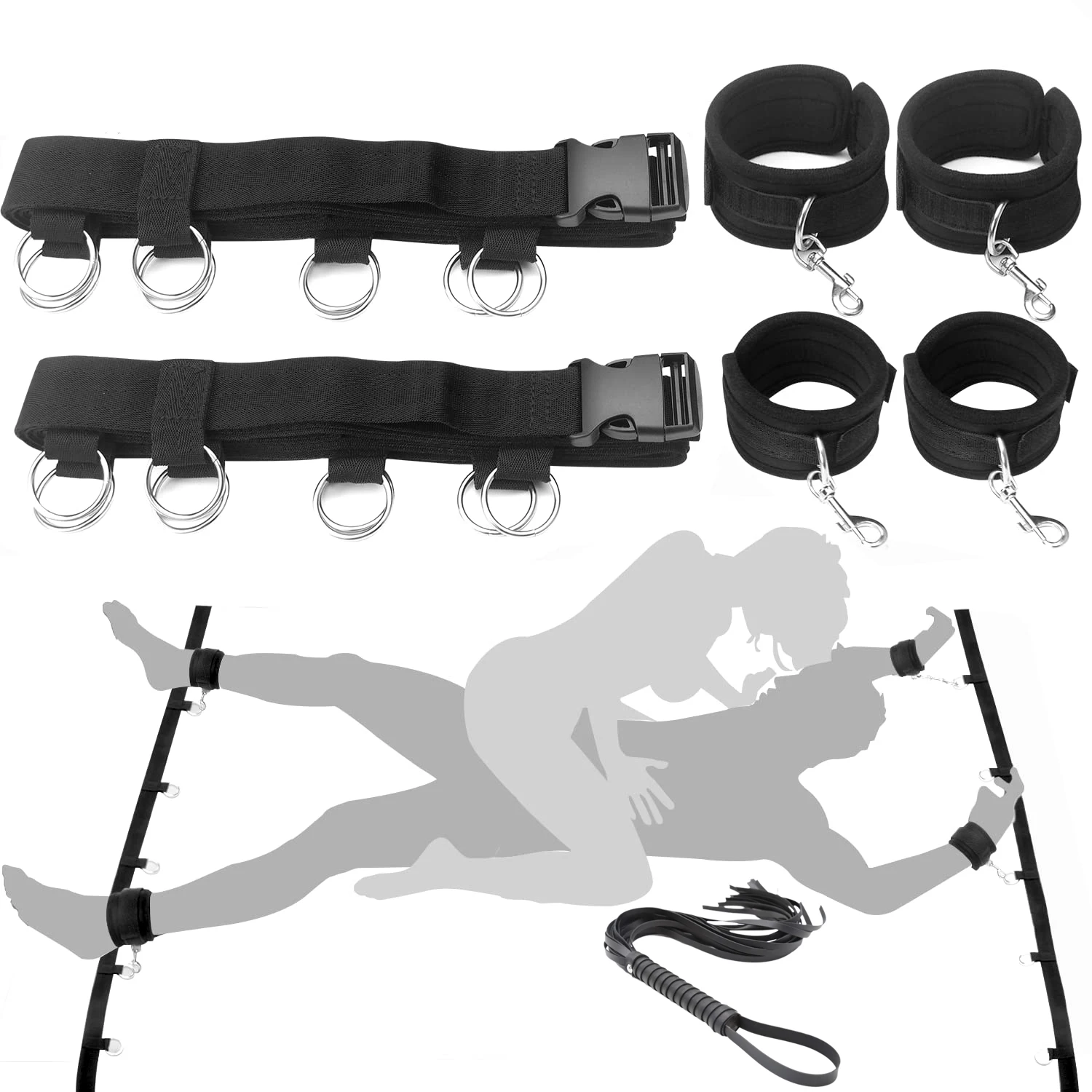 SM Bed Restraints Sex Kit Adult Sex Toys Couples Bed Mattress Bondage Straps Whip BDSM Sex Game Bondage Kit Bed Restraints Gear