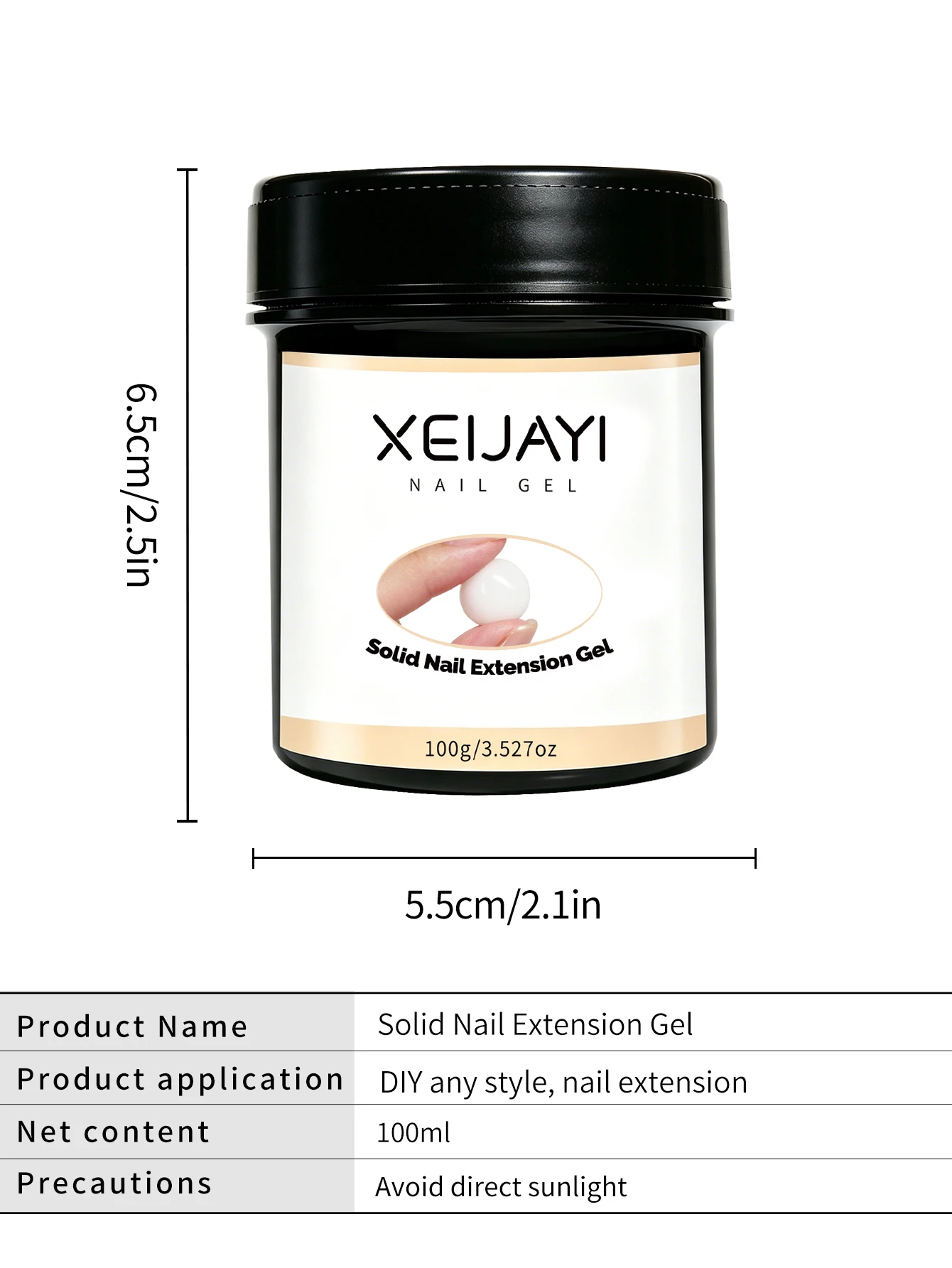 1 Stück 100g Weißes Nagelverlängerungsgel, 3D-Modelliergel für Naturnagelspitzen, UV/LED-Gel mit Hochglanz-Finish, ablösbar. – Detail 10