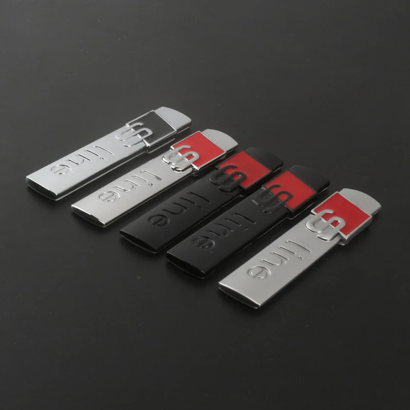 1 قطعة ثلاثية الأبعاد سيارة معدنية ملصق S خط شعار شارة الديكور لأودي Sline A3 A1 A4 B8 B7 A6 C7 A5 A7 A8 B9 B6 C6 Q2 Q3 Q5 Q7 Q8 TT #4