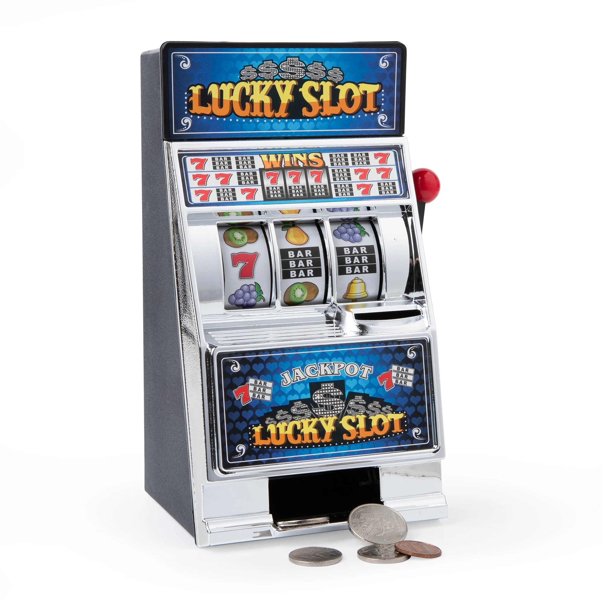 Slot Machine Money Bank for Adults, Lucky Seven Casino Games Toy Piggy Bank with Spinning Reels and White Elephant Gifts