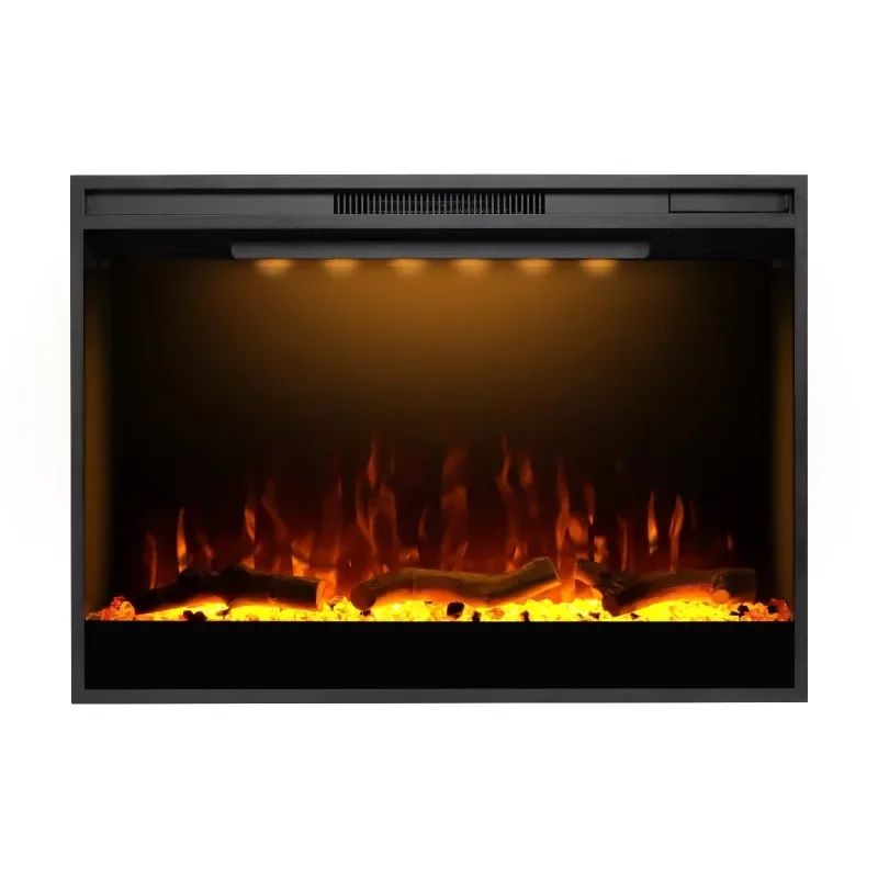 High Quality Electric Fireplace Inserts,33 Inch Fireplace Heaters Real Flame 1-9 Hours Timer Remote Control Crystal Log