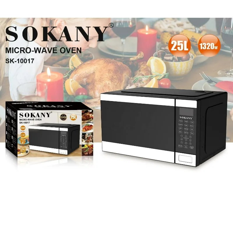 Sokany 10017 Microwave Oven 25l White 25 Liters Oven Custom Household Appliances 1320W Digital Micro-wave Ovens with Grill