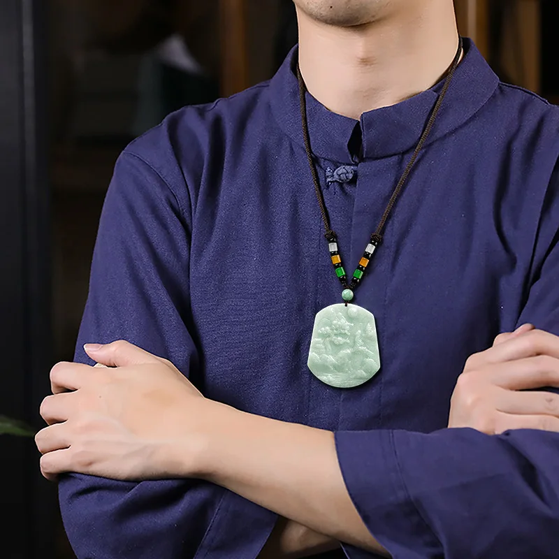 جديد عصري وطبيعي البورمية A-الصف اليشم المشهد العلامة التجارية الجليد نوع قلادة من اليشم للرجال والنساء مجوهرات اليشم Sihui #4