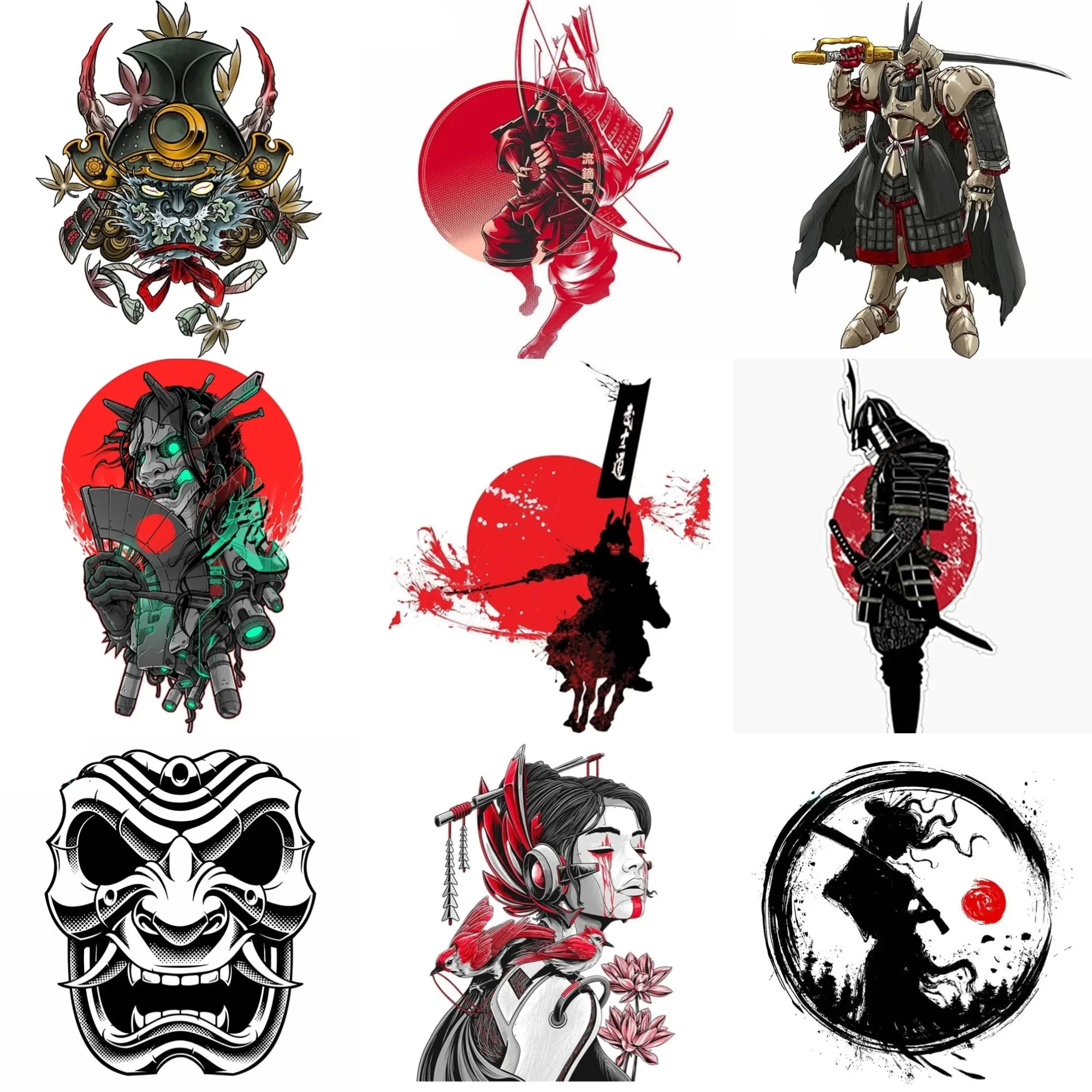 Samurai Ninja Ghost Warrior Skull Creative PVC Sticker for Decorate Car Bicycle Motorcycle Helmet Window Wall Decal Accessorie