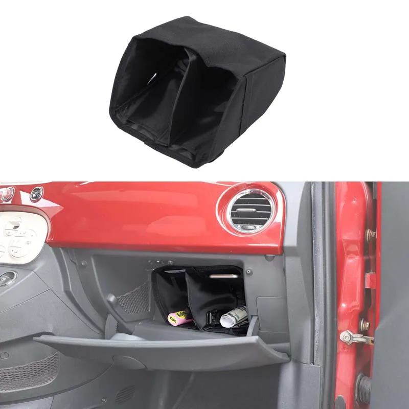 For Fiat 500 2007-2015 Oxford cloth black car glove box divider bag tool bag organizer bag car interior modification accessories