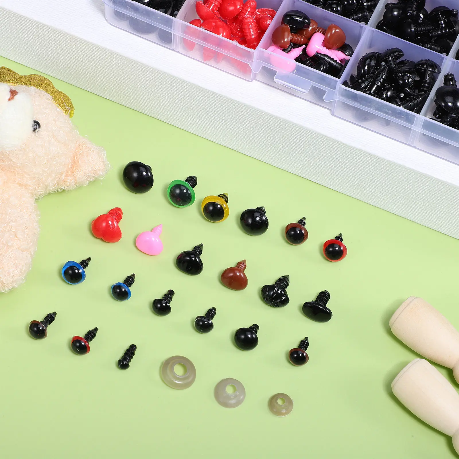

1Set Safety Eyes and Noses Craft Set for Crocheting Stuffed Animals Includes Multiple Sizes Colors Plastic Washers Adorable