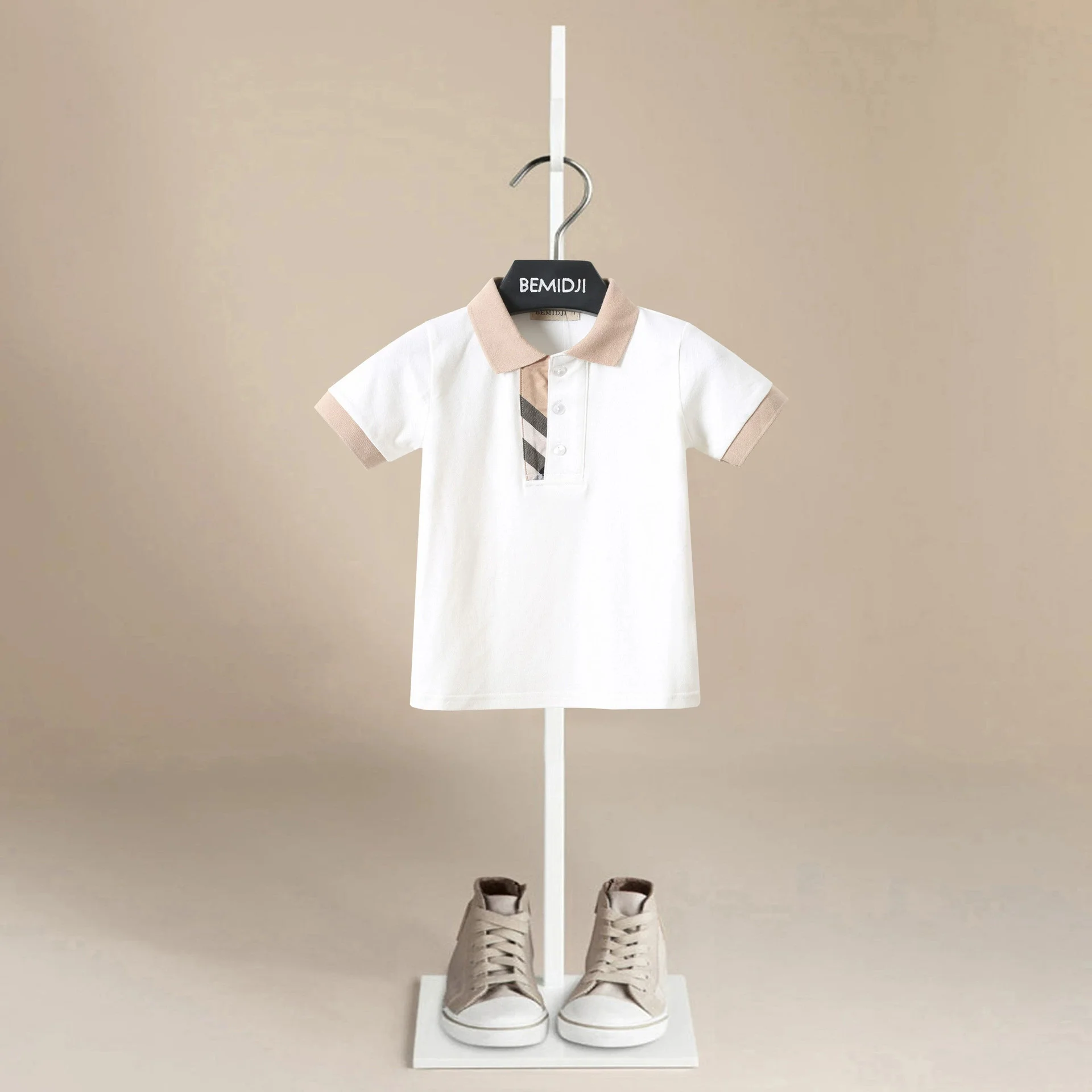 Children's Solid Color POLO Shirt Boy Handsome Fashion Sports Short Sleeved  T-shirt Lapel Casual Comfortable Summer 1 To 10 Yrs