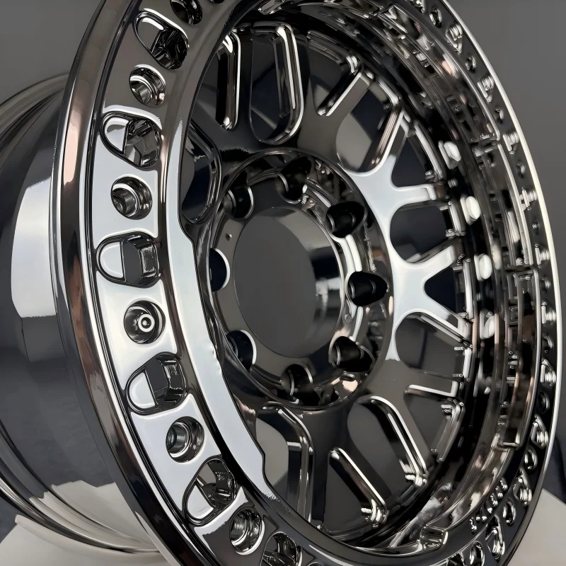 17-22 Inch 6/8 Lug Beadlock Silver Finish Alloy Wheels Offroad Truck SUV Retrofit Upgrade Rims