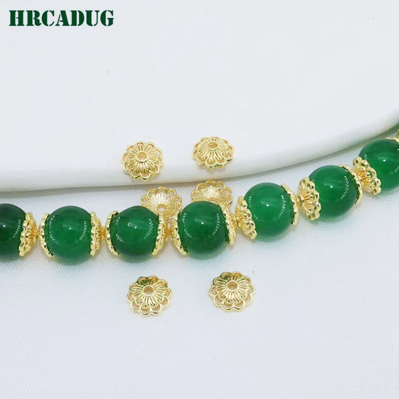 

8mm Luxury End Bead Cap 18K Gold Plated Brass Flower Bud Edge Bead Caps For Jewelry Making Component DIY Accessories Supplies