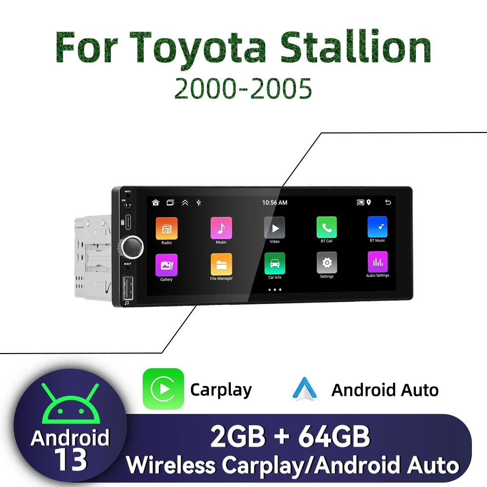 

For Toyota Stallion 2000-2005 1 Din Android Radio Carplay Android Auto 6.86" Stereo Car Multimedia Head Unit GPS Navigation