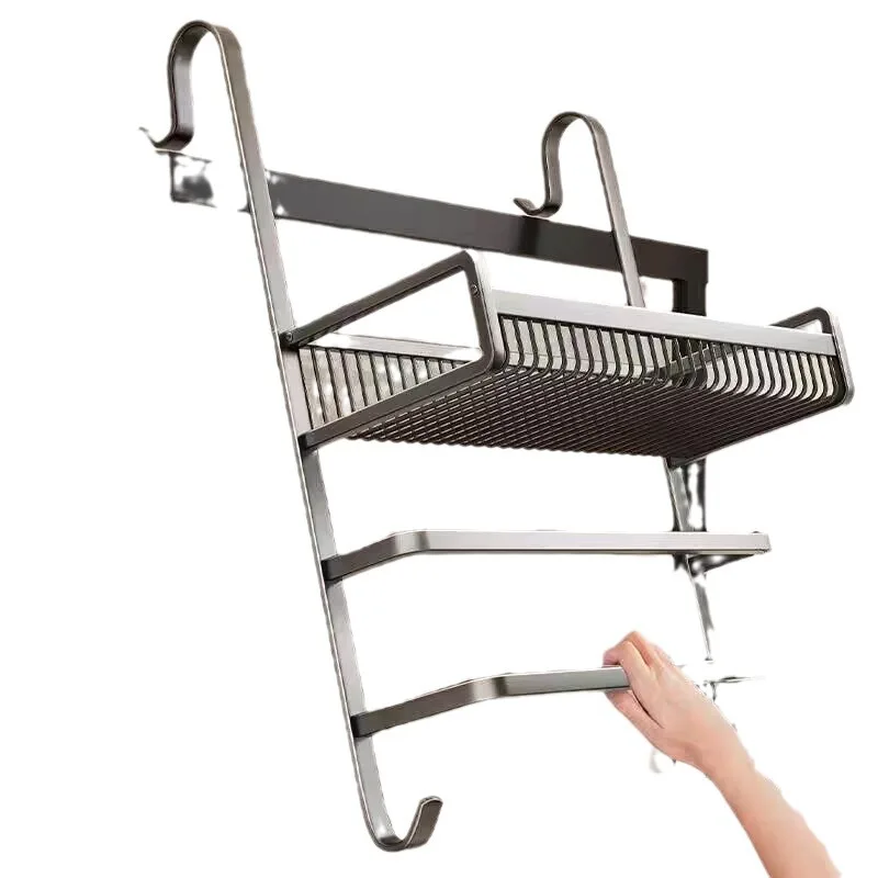 No punching shower room glass door hanger hanging basket toilet towel holder bathroom rack