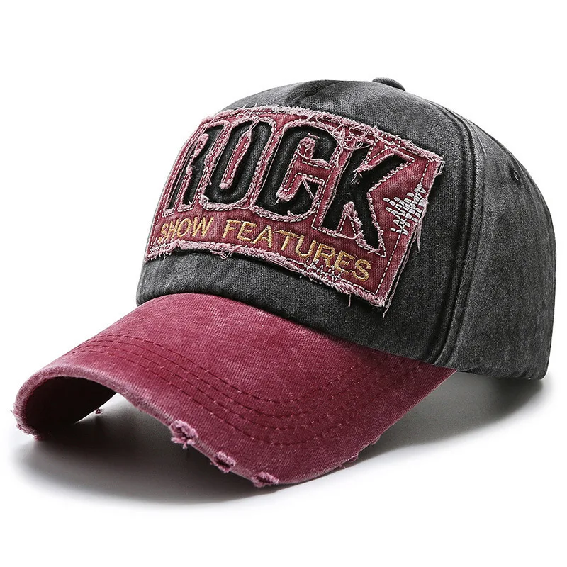 New washed letters spring and autumn men's and women's fashion shabby denim baseball cap sunhat Official Website
